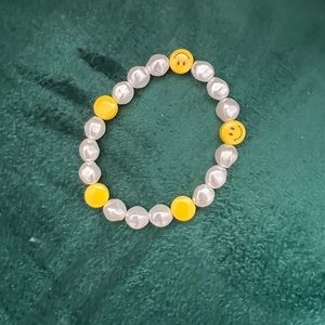 Smiley and Fake Pearl Bracelet